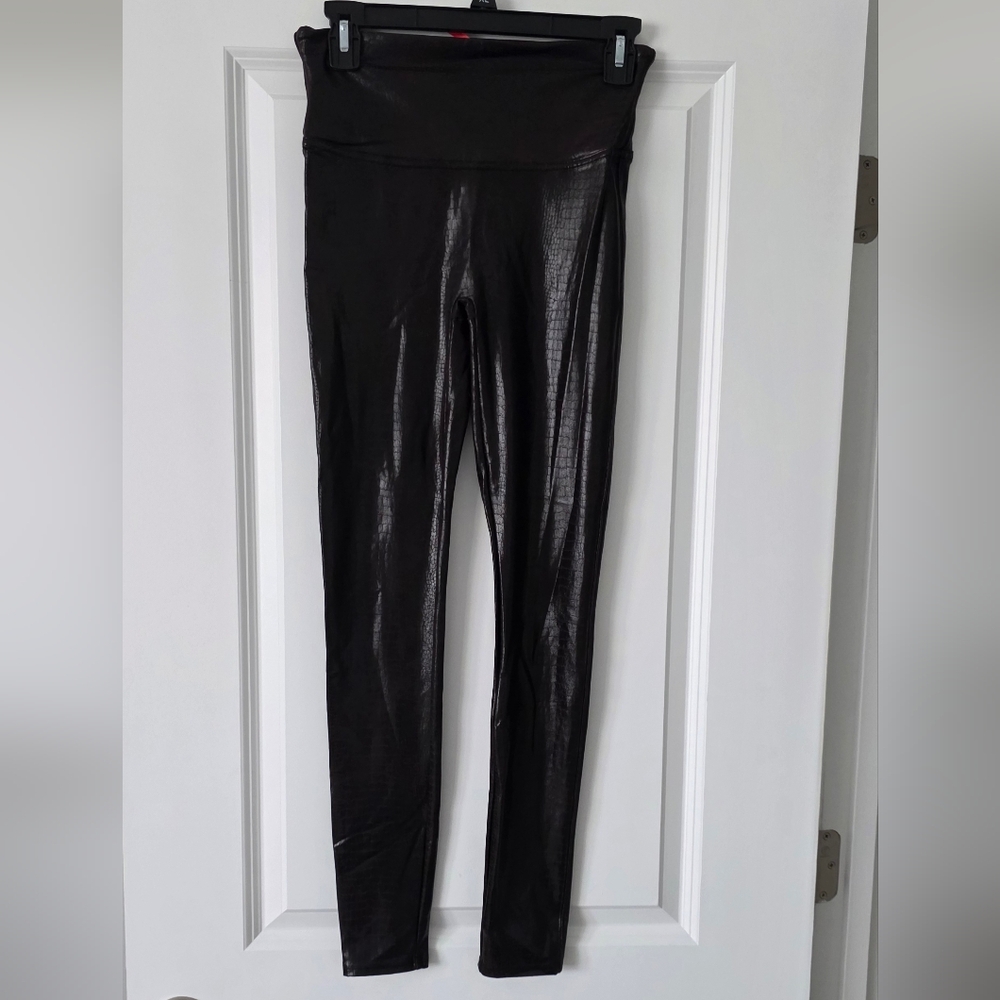 Spanx brown faux leather high waisted leggings